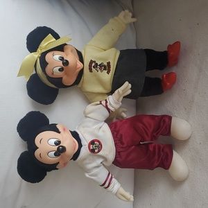 Vtg. Applause Mickey Mouse Club Mickey & Minnie Rubber Plush Doll Figure Retired